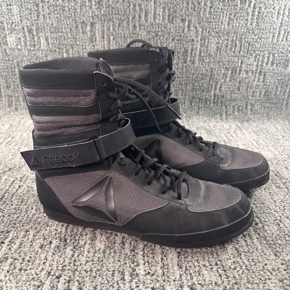 Reebok High Top Boxing Wrestling Shoes Mens 9.5 Black Deadstock